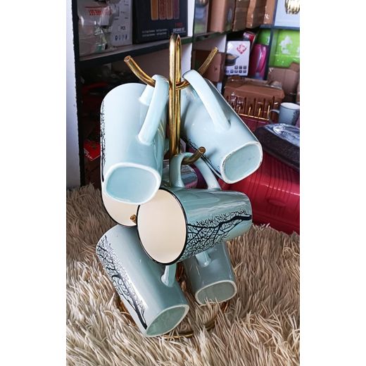 Not Applicable 6 set Ceramic Tree Mugs