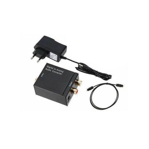 Generic Digital to Analog Audio Converter + Toslink SPDIF Optical Cable To Analogue Stereo Audio L/R 2RCA Adapter - Black