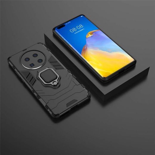 Cases  Huawei Mate 40  Case, Metal Ring Grip Kickstand Shockproof Hard Bumper (Works with Magnetic Car Mount) Dual Layer Rugged Cover (Black) - image 2