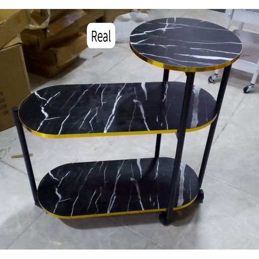 Generic 60x30x67cm 3 layer 2 oval round top trolley rack table - image 2