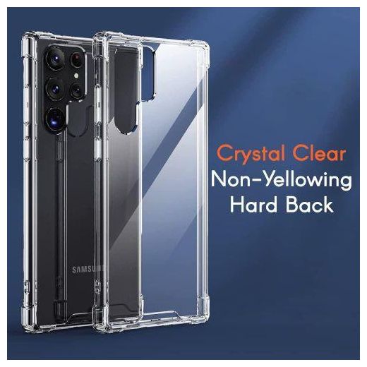 Generic Non-Yellowing Transparent Hard Back PC+TPU Cover Case for Samsung Galaxy S22 Ultra - image 2