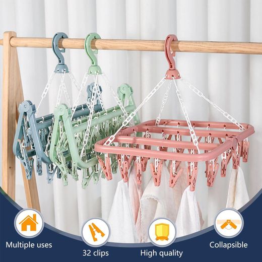 Generic Foldable 32 Pegs Clips Folding Clothes Dryer Hanger Underwear/Socks Drying Hanger Rack - image 2