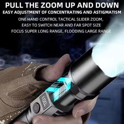 Generic ST-35 High Power Led Flashlight Rechargeable Retractable Flashlight Digital Zoom USB Hand Light For Camping Outdoor Emerge - image 4