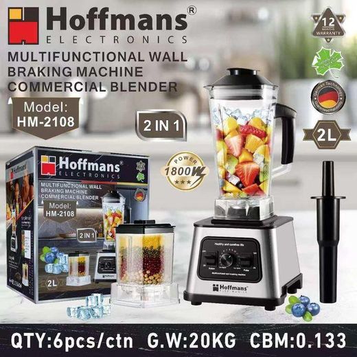 Hoffmans 2 in 1 Professional Blender with a grinder, 2L Large Capacity + Grinder Mills, ice crushing, Smoothie Maker, Variable Speed Control, Household Commercial Industrial, Fine Ice Crushing -1800W - image 3
