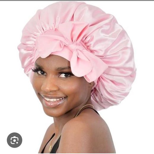 2 PC Women Satin bonnet with long tie