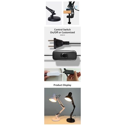 Generic Architect Style Desk Lamp with Flexible Arm and E27 Bulb Sup - image 4