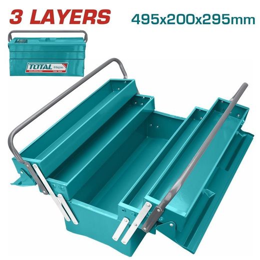 TOTAL Tool Box Toolbox Cantilever 3 Layers Metallic Tool Box Size 495*200*290mm