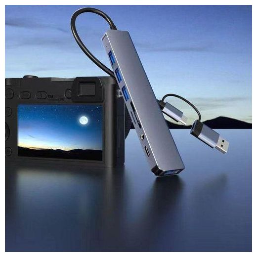 Eight-in-One Dual Head High-Speed Hub Docking Station Multi-function Type-C Expander for Laptop USB 3.0 Extension