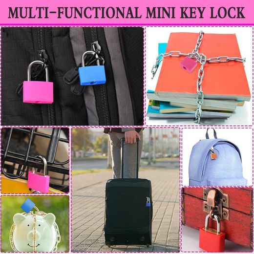 Generic 23mm Coloured Mini Suitcase Padlock with 2 Keys - Small Plastic Coated Steel Lock for Travel Luggage, Backpacks, Diaries, Cabinets & Dorm Lockers - image 2