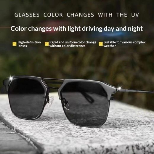 Fashion Men's Half-Frame Photochromic Anti Blue light Glasses Non-Prescription Glasses Metal Frame - Black - image 3