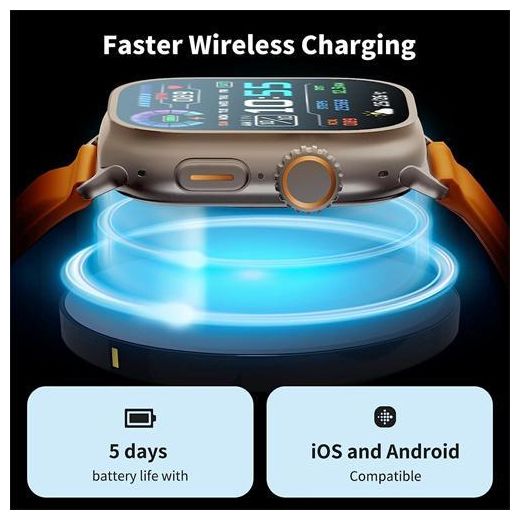 Generic Suitable for Android and iOS 2.2 "full touchscreen smartwatches, smartwatch straps, men's watches, mobile phone accessories, Bluetooth calls - image 2