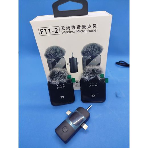 Generic F11 2 Wireless Lavalier Microphone Plug and Play Mic for Camera and Mobile