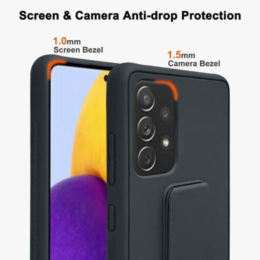 Generic Samsung Galaxy A72 Case Silicone Soft Edge and Hard PC Back Magnetic Kickstand Wrist Strap - image 4