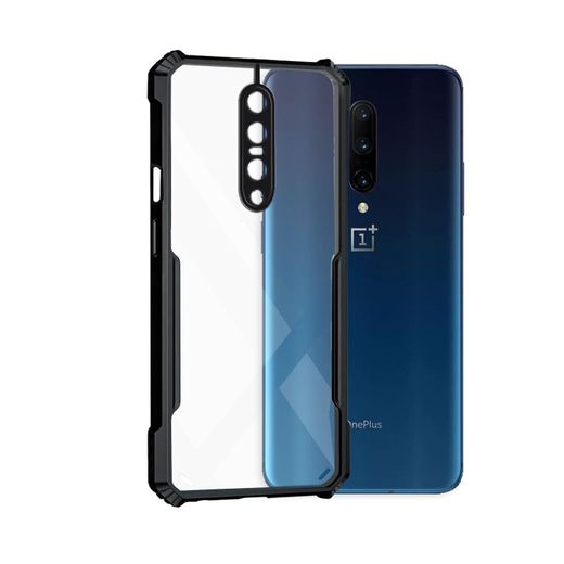 Generic AirEDGE Technology Hybrid Black Border TPU Bumper with Transparent Back Case, 360 Degree Shockproof Protection Mobile Cover for Oneplus 7 Pro