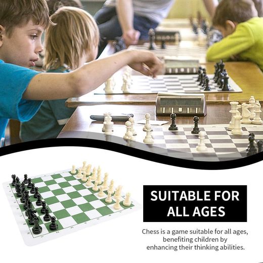 Generic Standard Chess Set with Roll Up Board Big Plastic Pieces and Storage Tube for Students and Adults - image 2