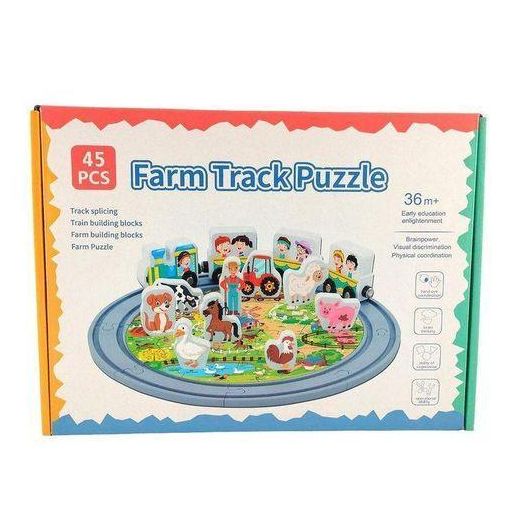 Generic 45pcs Wooden Kids Farm and Forest track puzzle - Multicolour - image 3