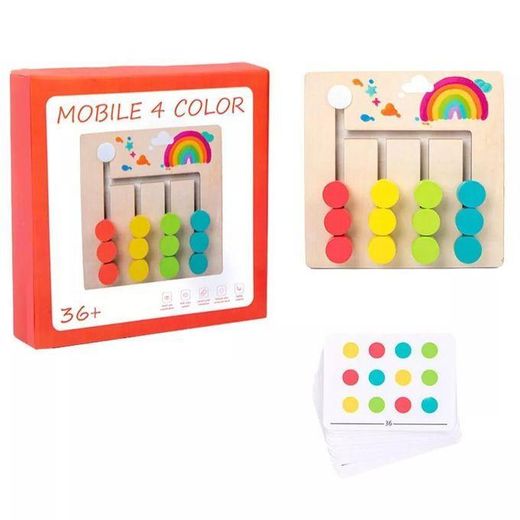 Generic Wooden Mobile 4 Color Puzzle - Kids Logic Game - image 2