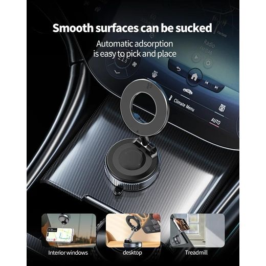 Generic K007 Car Mobile Phone Holder with Alloy Body Vacuum Suction and Strong Magnetic Secure Lock - image 3