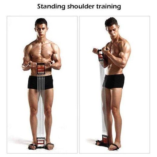 Generic 3 In 1 Chest Expander Spring With TUMMY TRIMMER, 3-in-1 Multifunctional Chest Expander For Men And Women, Traditional Hand Clamp And Elastic Foot Pedal Exercise Sit-Up Pedal Pull Rope And Professional Chest Trainer For Men - image 2