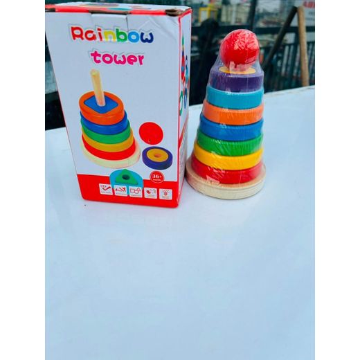Wooden Ring Stacking Tower Early Learning Toy – For Ages 3+ Yea 