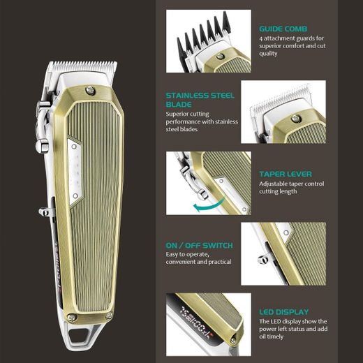 Dsp 90481 Professional Hair Clipper – High-Performance Cordless Barber Machine featuring a Digital LCD Battery Display, Adjustable Cutting Lengths, and Turbo Boost for Thick Hair. - image 3