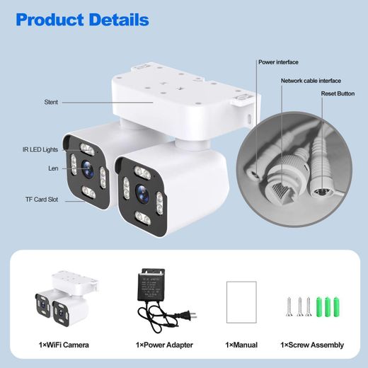 Generic Dual Lens WiFi Outdoor Cameras For Home Security, 2.5K/8MP House Cameras With Audio And Video, PTZ Security Cameras Wireless Outdoor With Auto Tracking, Outdoor Camera Wired Support Color Night Vision - image 4