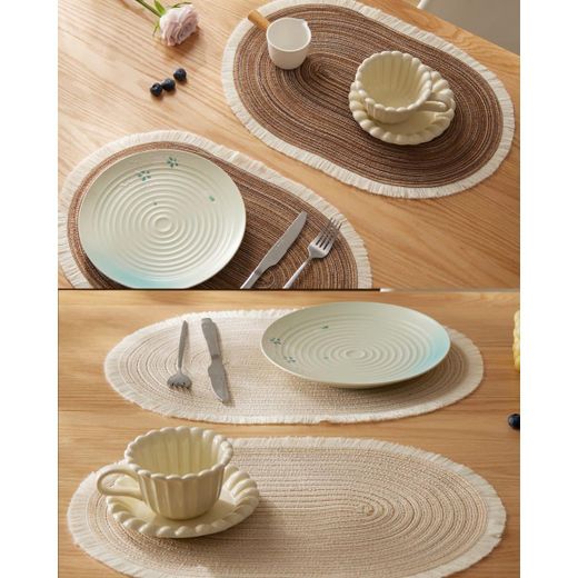 Oval Placemats Heat-resistant Table Mats Washable Non-slip Dining