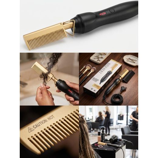 Generic Electric Hot Comb Hair Straightener - Gold Press Comb for Wigs & Natural Hair - image 3