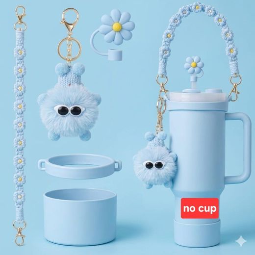 Mug BLUE Stanley Cup Accessories Kit with Decorative Charm & Straw Cover Set(cup not included)