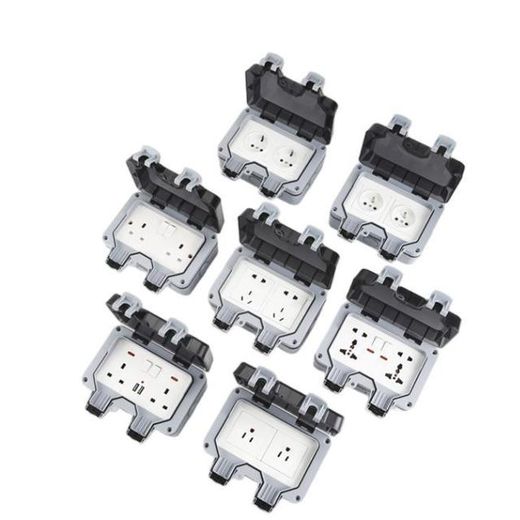 Generic IP66 Waterproof Outdoor Socket Box Dual AC Outlets 16A with 2 USB-A and 2 USB-C Ports Fireproof Wall Power Switch - image 3