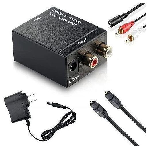Generic Digital to Analog Audio Converter + Toslink SPDIF Optical Cable To Analogue Stereo Audio L/R 2RCA Adapter