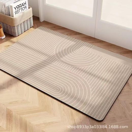 Luxury Geometric Pattern Bath Mat –Beige, Anti-Slip, Soft Comfort