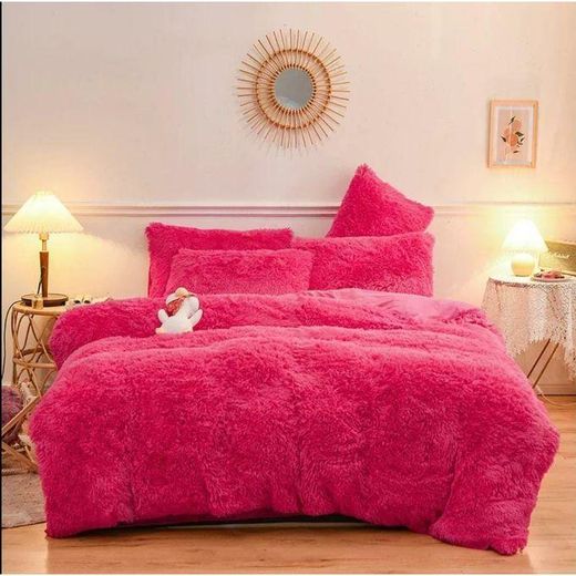 Generic Hot Pink 6x7 Fluffy Duvet Set with Bedsheet, 2 Pillow cases & 2 Throw Pillow Covers – Ultra Soft & Warm - image 2