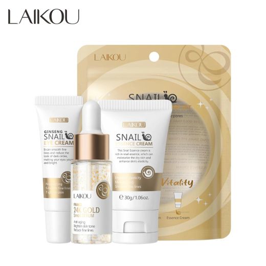 Laikou 8-in-1 Snail Revitalizing Skincare Set - Gold Serum, Ginseng Eye Cream, Snail Essence Cream+5 Snail Collagen Face Masks - image 2