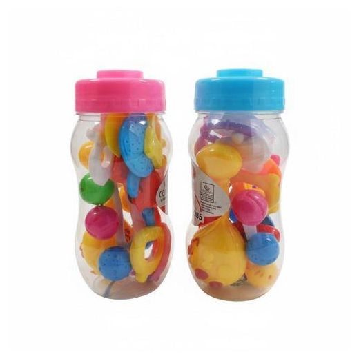 2-in-1 Baby Rattle & Teether Toy Set with Portable Storage Bank – Sensory Early Learning Gift for Infants