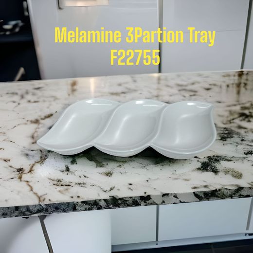 Melamine Melamine 3-Partition Serving Tray - White, Durable & Stylish for Home & Kitchen