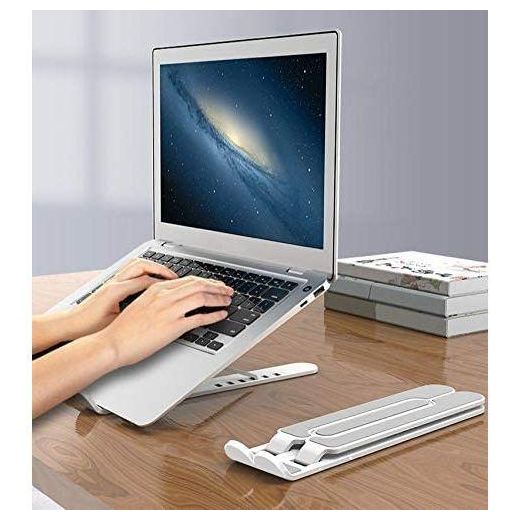 Generic Laptop Portable Desktop Laptop PHONE TABLET Holder Riser For Desk And Bed, 6-Levels Angles Adjustable Height Notebook Mount, ABS/Plastic& Containing Metals Stable PC Riser For Laptops & Tablets - image 2