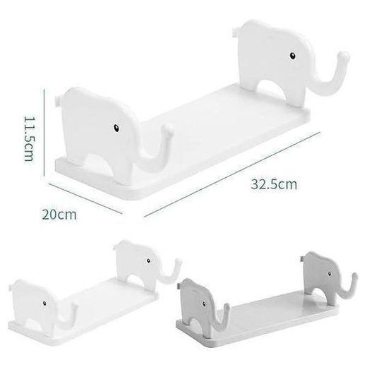 Generic Wall adhesive single layer white waterproof elephant organizer shelf