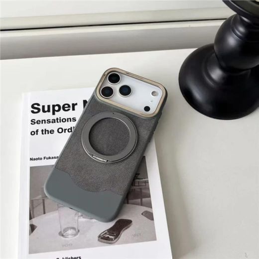 Apple Luxury PU Leather Soft Touch Case for iPhone 17 Pro Max – Magnetic Ring Holder Stand, Anti-Fingerprint Shockproof Cover - image 2