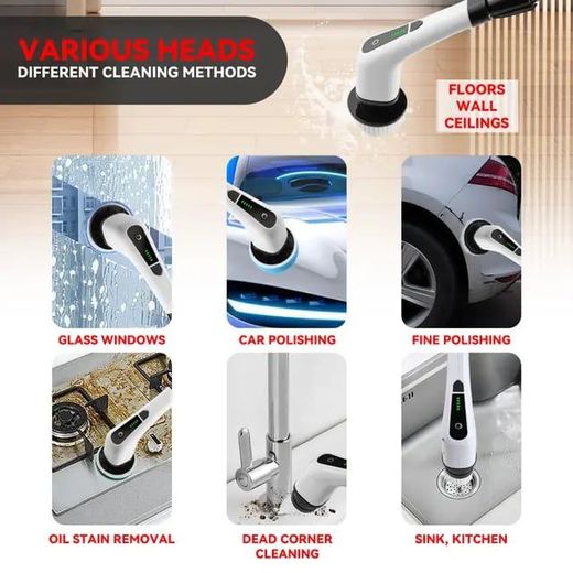 Generic 9 in 1 Electric wall and bathroom Scrubber with 2 operational gears - image 4