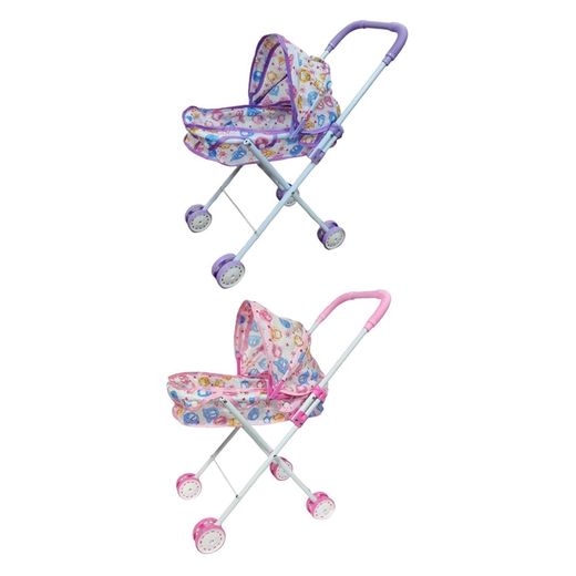 Generic My First Toy Baby Doll & Foldable Stroller Playset – Mini Infant Pram with Matching Baby Doll, Patterned Canopy Hood, and Double-Smooth Wheels for Toddler Pretend Play - image 3