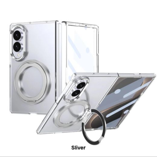 Generic Transparent Magnetic Hard PC Cover for Samsung Galaxy Z Fold 8 – Clear Shockproof with Foldable 360 Swivel Mount Stand Case for Samsung Z Fold8 ( Z Fold 8 Wide, Not to be confused with Samsung Z Fold 8 Ultra)