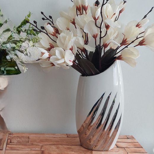 Generic  White  Silver Ceramics flower  Vase Modern Home Décor, Living Room Flower Vases for Centerpieces - image 2