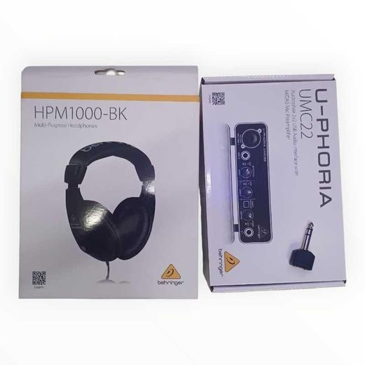 Behringer  U-PHORIA UMC22 Audio Interface & HPM1000-BK Headphones Bundle