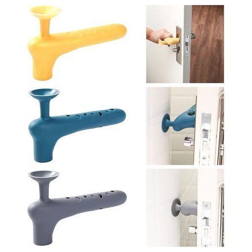 Generic 3 pieces Silicone Door Handle Cover, Silent Anti-Static, Fit without slipping, with Suction Cup Door Stop Wall Protector, Compatible with Most Door Handles