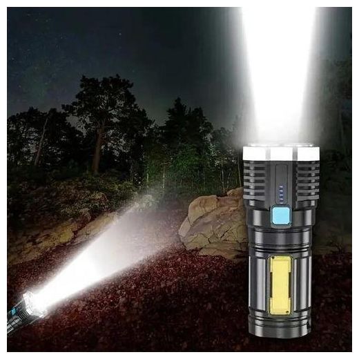 Generic USB Rechargeable LED Flashlight with 4 Modes & COB Side Light - Powerful, Portable Torch for Outdoor Camping - image 2