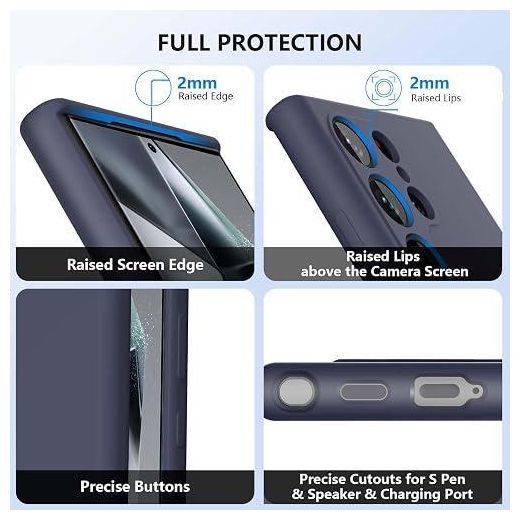 SOFT Silicone Case Compatible with Samsung Galaxy S24 Ultra 6.8 Inches, TPU Rubber Gel Cover Support Wireless Charging, Anti-Scratch Shockproof Bumper Slim Fit for Galaxy S24 Ultra Case, Navy Blue - image 3