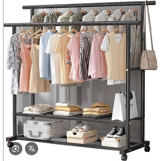 Generic Heavy Duty Clothes Rack, Double Rods Clothing Racks for Hanging Clothes, Garment Rack Metal Black Clothing Rack - image 3
