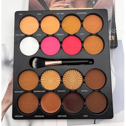 Micolor contour palette powder with Face powder, Highlighter, blush, contour palette 16 in 1
