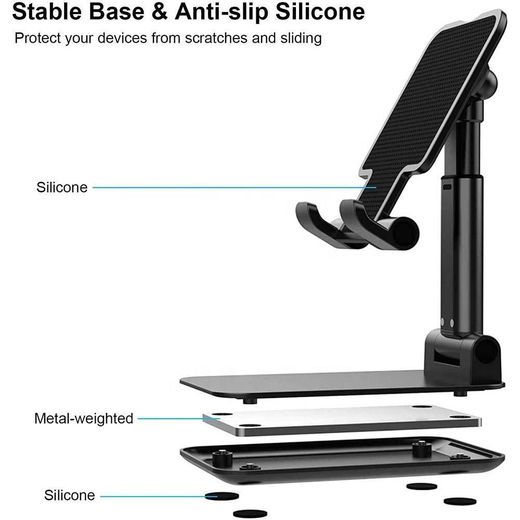 Generic Foldable Phone Holder Stand with Height and Angle Adjustment for Office Desk Home Setup and Travel - image 2